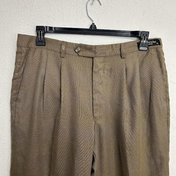 Guy Laroche Vintage Men's Pleated Pin Check Dress Trousers Pants Size 36 Luxury - Picture 2 of 16